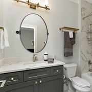 VIOTTO& CO. Modern Matte Black Oval Mirror Bathroom VIOTTO& CO. Vanity Pivot Tilt Mirror Floating Adjustable Swivel Oblong Mirror Wall Mounted Vertical